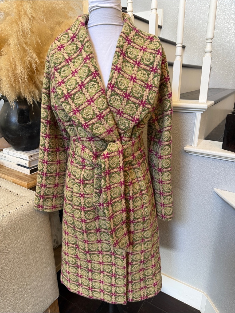 Anthropologie Elevenses Uncommon Journey Belted Wool Coat Size 10 Y2K Vintage
